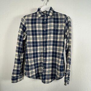 Ralph Lauren Mens Classic Fit Plaid Flannel Button-Up Shirt Medium Blue/White